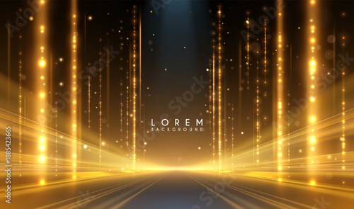 Golden light rays effect with sparks