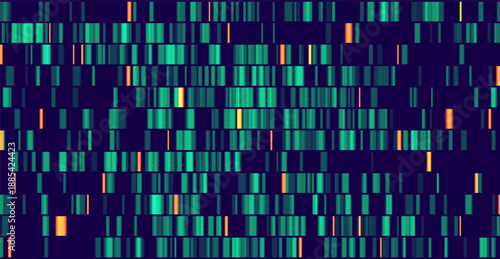 Genomic data visualization. Abstract DNA sequencing and genome mapping graphics. Scientific concept for medical research, biotechnology, and genetic testing. Vector illustration.