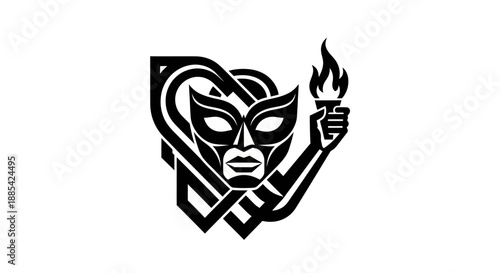 Abstract masquerade mask and torch design