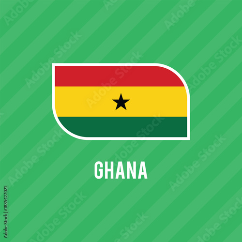 The flag of Ghana. Flag icon. Standard color. Standard size. A rectangular flag. Computer illustration. Digital illustration. Vector illustration.
