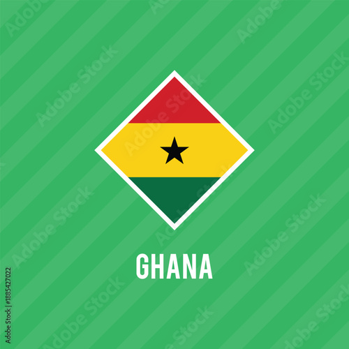 The flag of Ghana. Flag icon. Standard color. Standard size. A rectangular flag. Computer illustration. Digital illustration. Vector illustration.