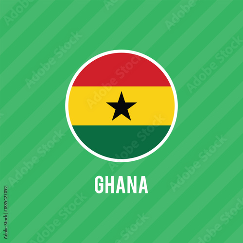 The flag of Ghana. Flag icon. Standard color. Standard size. A rectangular flag. Computer illustration. Digital illustration. Vector illustration.