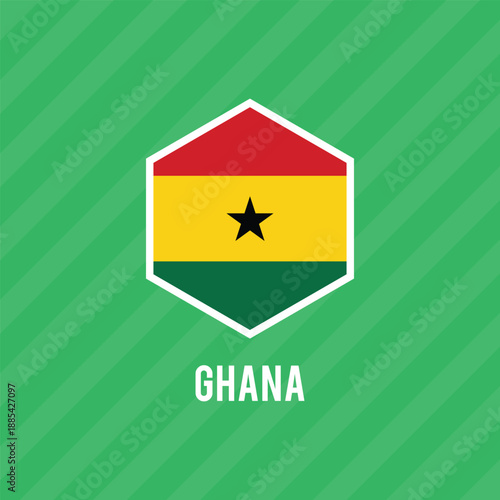 The flag of Ghana. Flag icon. Standard color. Standard size. A rectangular flag. Computer illustration. Digital illustration. Vector illustration.