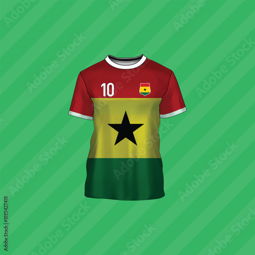 The flag of Ghana. Flag icon. Standard color. Standard size. A rectangular flag. Computer illustration. Digital illustration. Vector illustration.