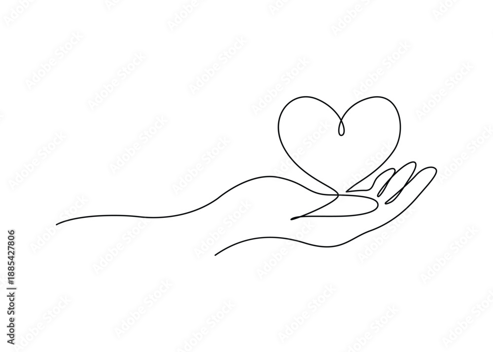 Fototapeta premium Valentine’s Day Hearts & Love Symbols One Line Art | Continuous Single Line Heart Drawings, Minimal Romantic Clipart