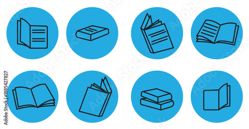 Book catalog icon set, catalog vector icon set for web design, isolated on white background, vector illustration. 