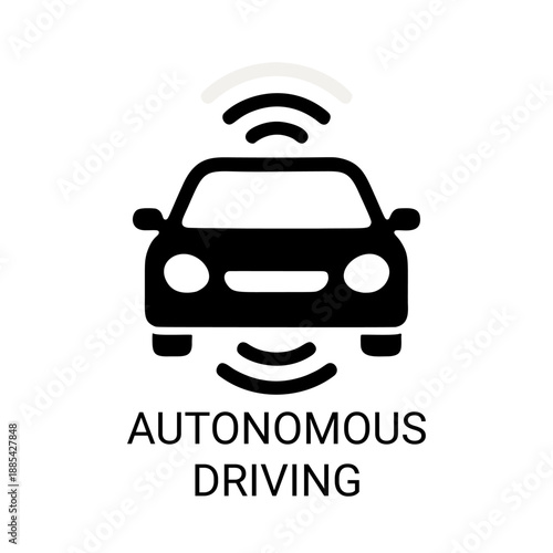 Autonomous driving icon with smart car