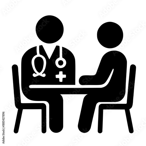 Doctor consultation icon with patient