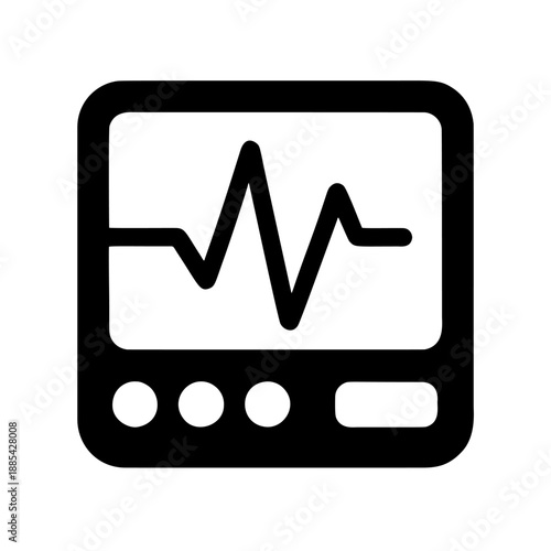 Medical monitoring icon with ECG line
