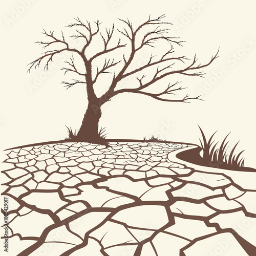 Dry Cracked Land Concept Clean Vector Design