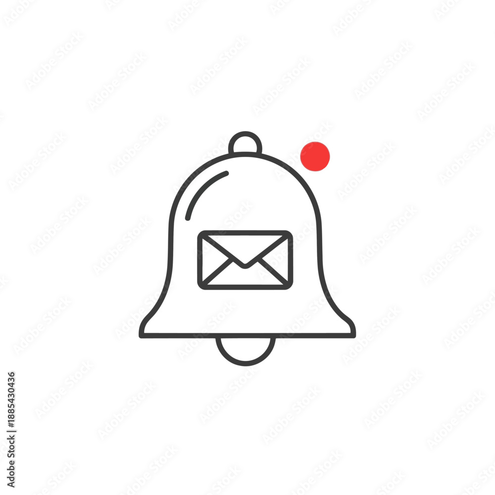 Obraz premium Notification bell with envelope icon