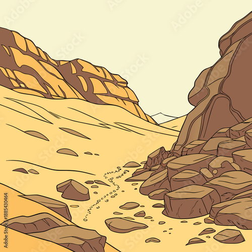 Warm Tone Rocky Desert Terrain Vector