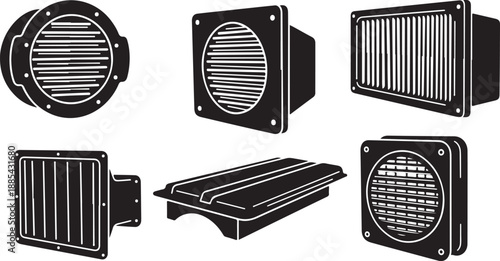Various Air Ventilation Grilles and Exhaust Vents Illustration Set
