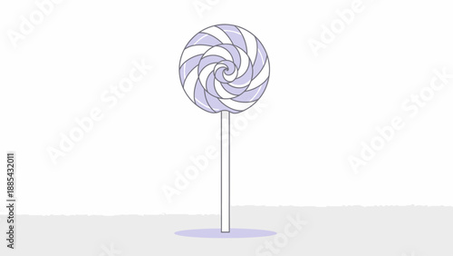 Simple illustration of a purple swirl lollipop on a stick.