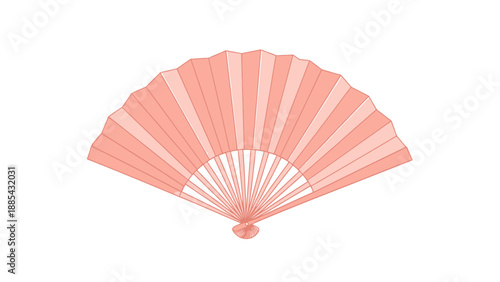 Elegant pink hand fan with wooden ribs and soft fabric design.