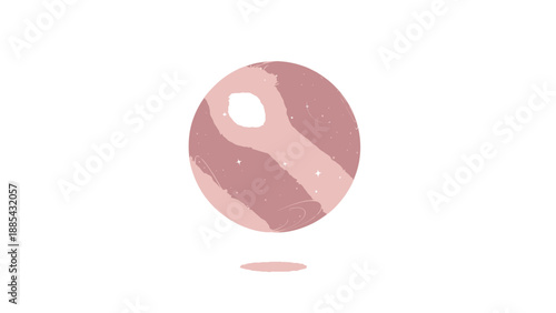 Minimalist abstract pink and white circular pattern with soft shadows.