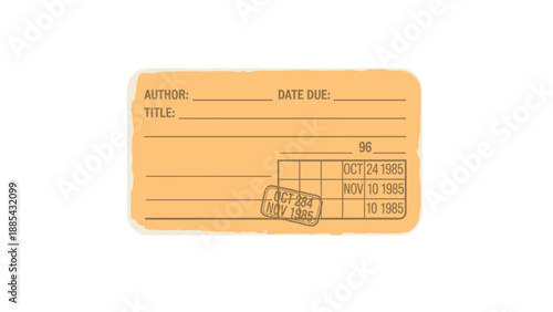Vintage library card with date stamps and author title fields.