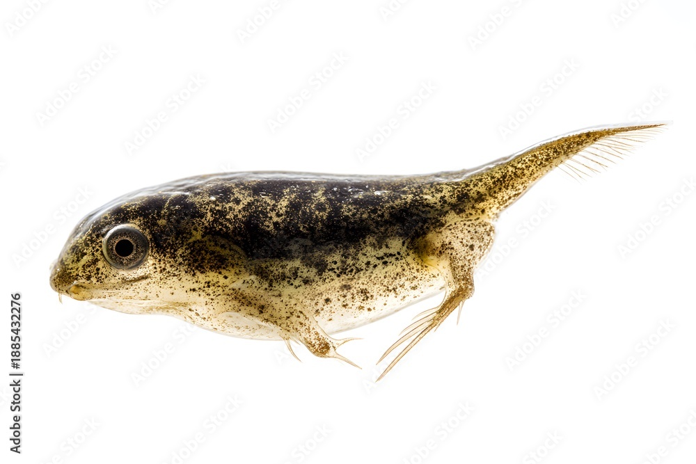Fototapeta premium Sparkling uneased tadpole darting in crisp, pristine water showcasing lively fins.