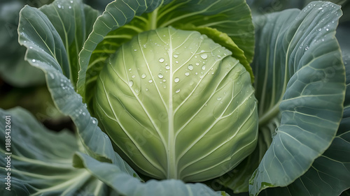 green cabbage in the garden image