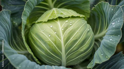 green cabbage in the garden image