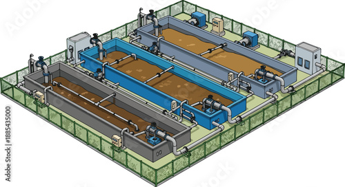 Industrial facility showcases large blue and brown machinery within a fenced area via RJ Whisk Auto