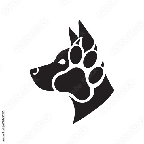 Dog and Dog Paw vector silhouette illustration design concept set collection idea