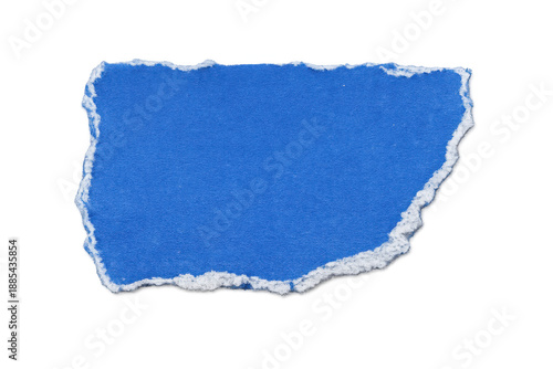 Wallpaper Mural Blue torn paper scrap with ripped rough edges, blank note element for text on transparent background Torontodigital.ca