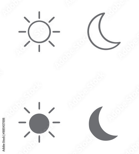 Minimal Sun Moon Icon Set for UI & Theme Design