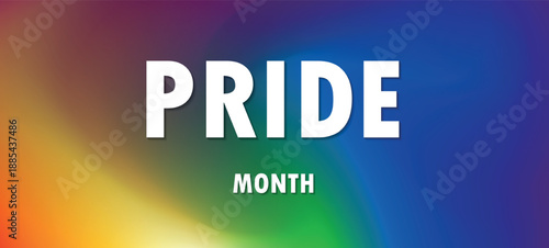 PRIDE MONTH gradient rainbow background. LGBT flag. Template design, vector illustration. Love wins. Colorful symbols. Gay pride collection. Banner. Copy space.