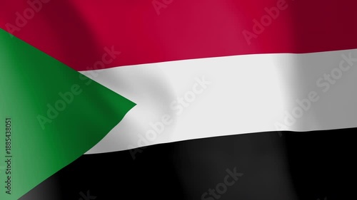 Flag of Sudan animated background. Symbol of the Sudanese nation and the culture. Waving flag in the wind footage. The colors are based on the Arab Liberation Flag.