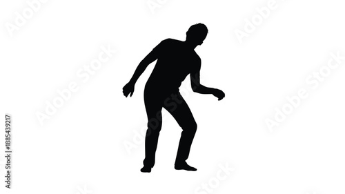 A dynamic pose of a person in motion captured as a silhouette