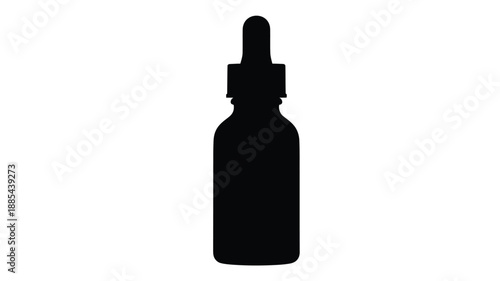 A black dropper bottle isolated on a white background a striking silhouette