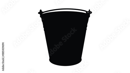 A simple black bucket illustration a recognizable household object silhouette