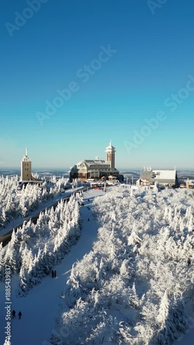 Wintery on the summit of the Fichtelberg in the Ore Mountains, Saxony 4k	