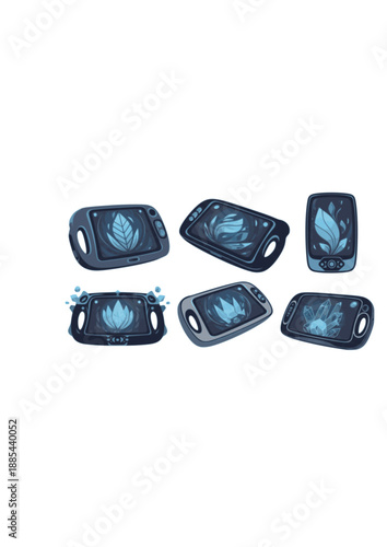 Bio-Digital Tablet Silhouette, Primitive Future Technology Concept, Soft-Tech Handheld Device and Organic Digital Interface Vector Art