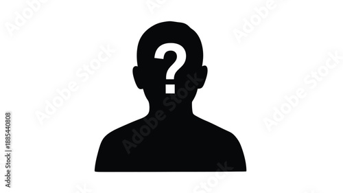 A black silhouette of a human head with a question mark silhouette