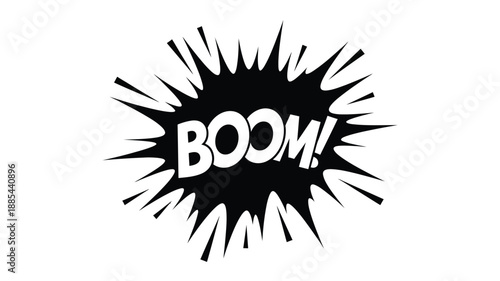 Comic book explosion with the word boom a dramatic visual silhouette