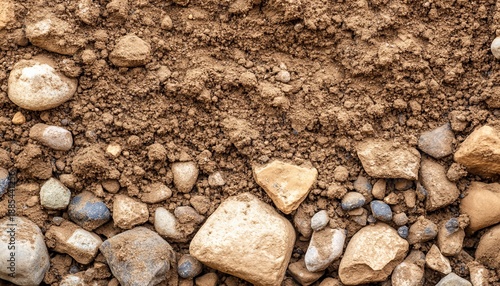 Coarse Gritty Terrain for Landscaping in Brown Hues with Rock Components and Textured Background