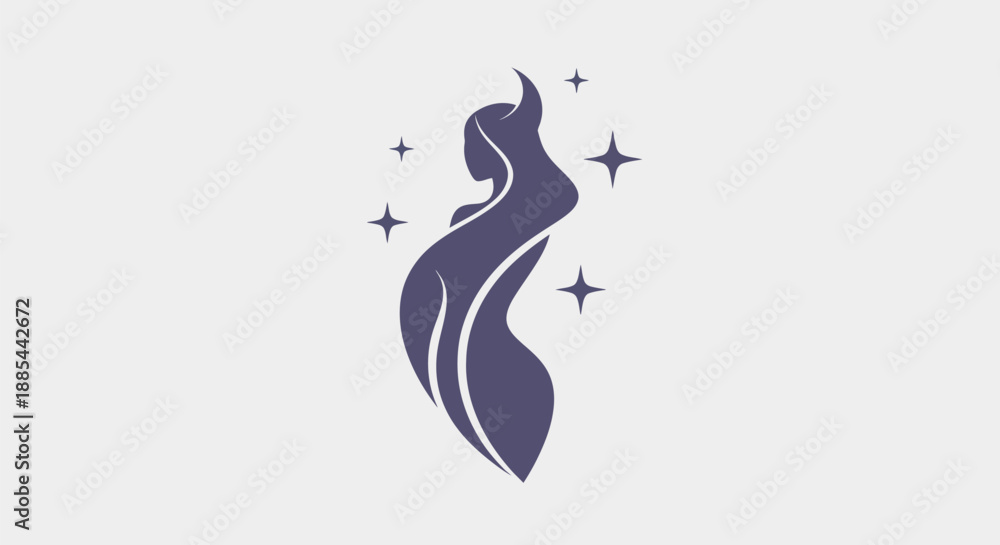 Fototapeta premium Abstract silhouette of a woman with stars