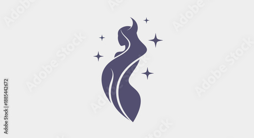 Abstract silhouette of a woman with stars