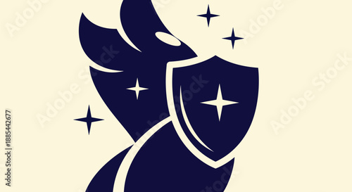 Abstract silhouette of a wolf with shield