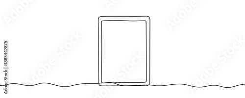 Frame in one line art style. Rectangular frame drawing with editable black stroke on white background. Vector illustration.