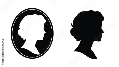 Wallpaper Mural Two elegant female profile portraits in black and white a classic silhouette Torontodigital.ca
