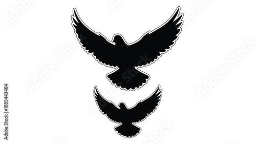 Elegant bird wings spread in flight a striking black shape silhouette