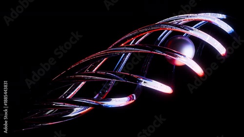 Spiral glass element with sphere. Computer generated 3d render