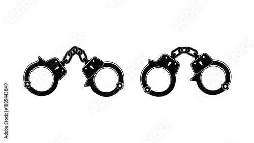 Four pairs of black handcuffs shown in a stark simple silhouette