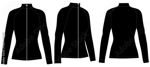 Women’s Training Zip Up Jacket Mockup Template Vector