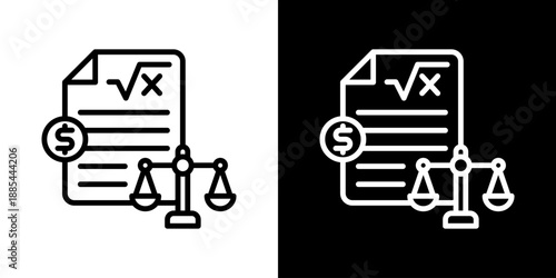 Accounting Equation Icon Of Line Black And White Styl