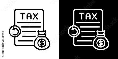 Tax Return Icon Of Line Black And White Styl