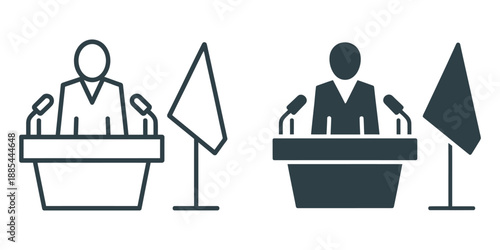 Mayor icon vector sign symbol representing city leadership, government authority and municipal administration, flat silhouette illustration